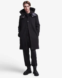 Uomo Premiata Cappotto in lana con dettagli in nylon