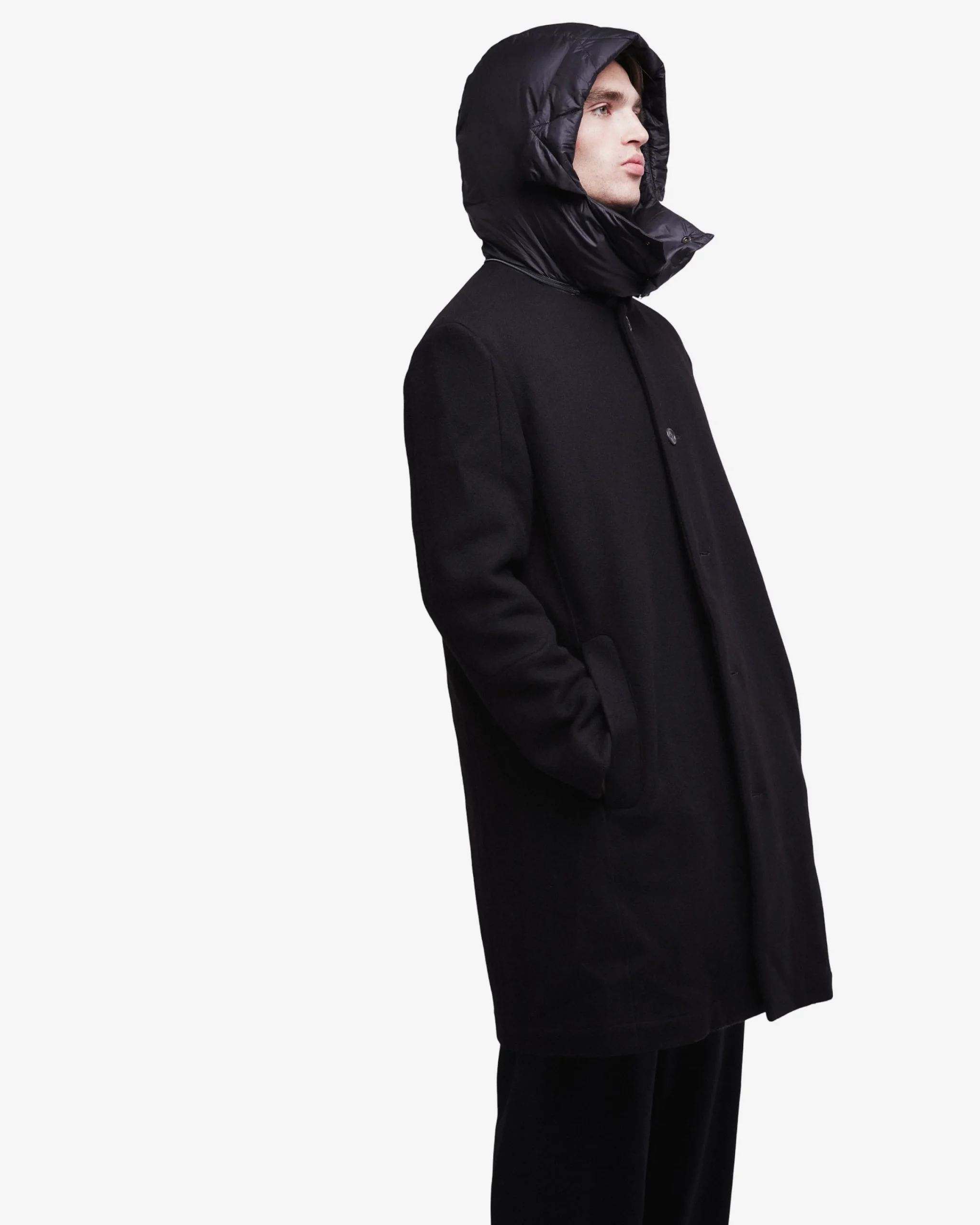 Uomo Premiata Cappotto in lana con dettagli in nylon