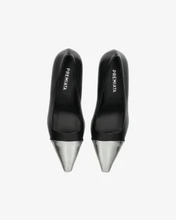Donna Premiata Décolleté Cher in vitello iron e nero