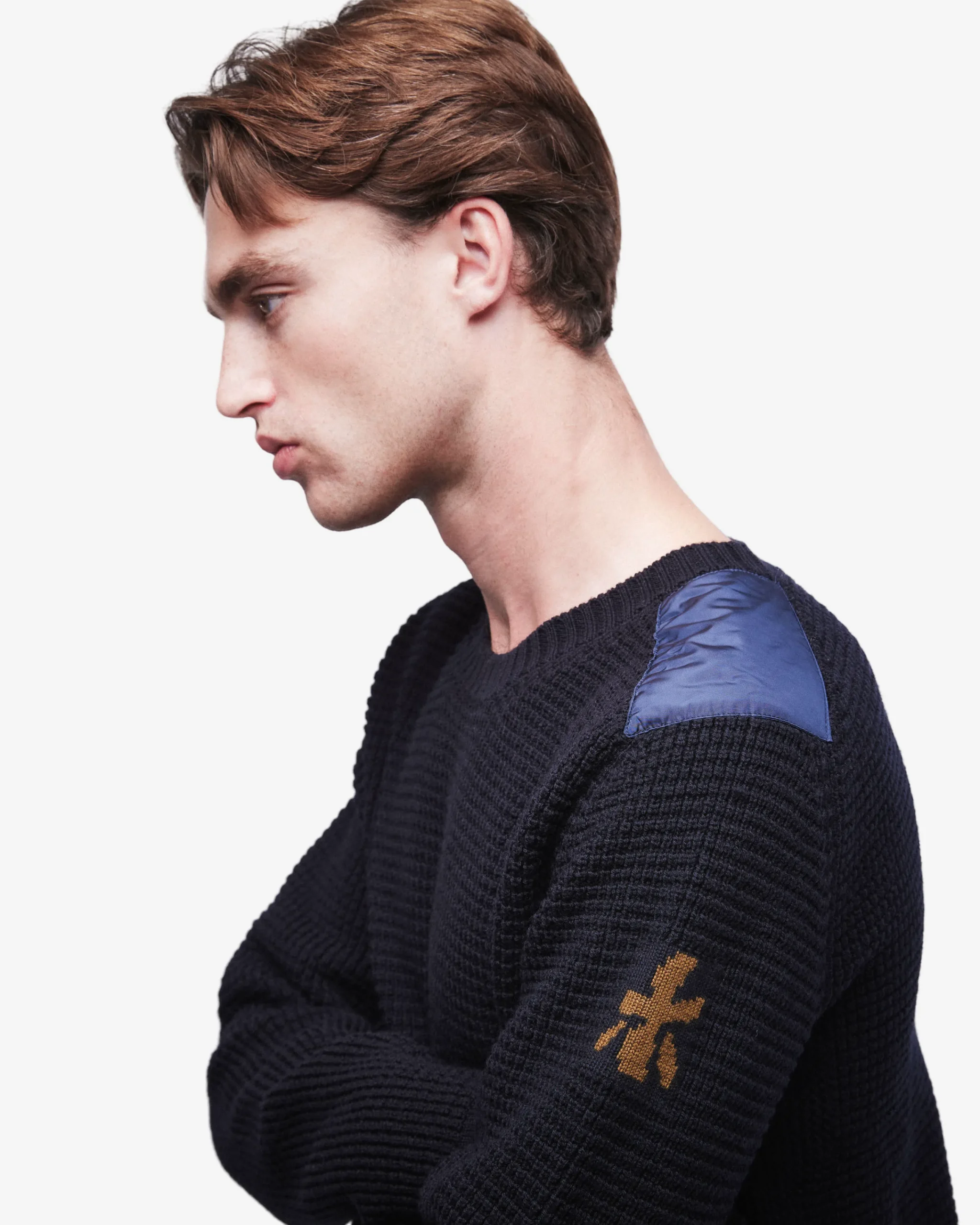 Uomo Premiata Maglia girocollo in lana con dettagli in nylon