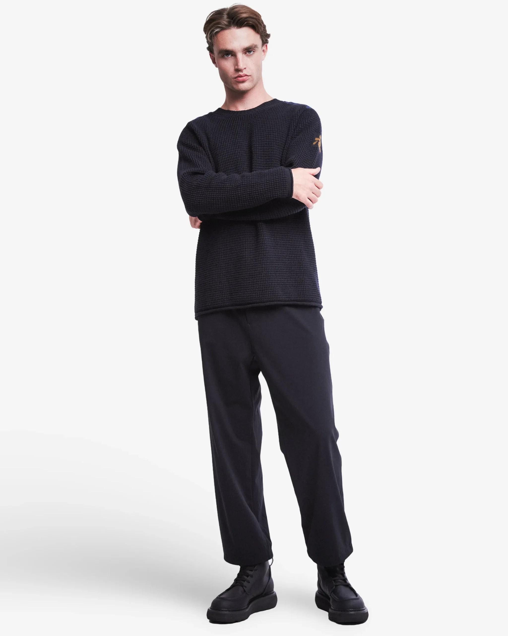 Uomo Premiata Maglia girocollo in lana con dettagli in nylon