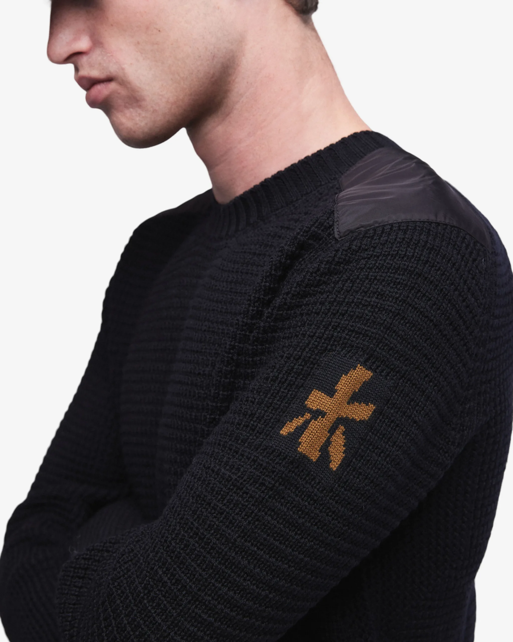 Uomo Premiata Maglia girocollo in lana con dettagli in nylon