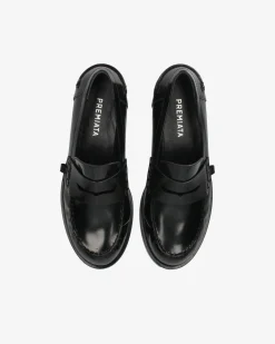 Donna Premiata Mocassini Siria in vitello lucido mousse nero