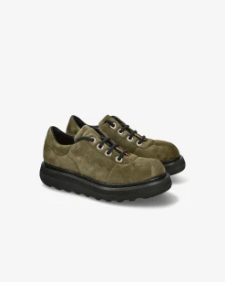 Uomo Premiata Scarpe Cal in suede rain oliva