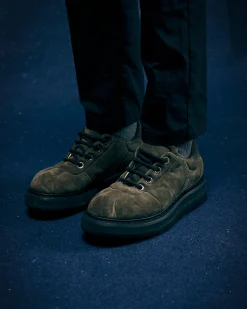 Uomo Premiata Scarpe Cal in suede rain oliva