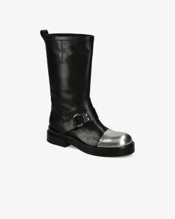 Donna Premiata Stivaletti Dany in vitello iron e nero
